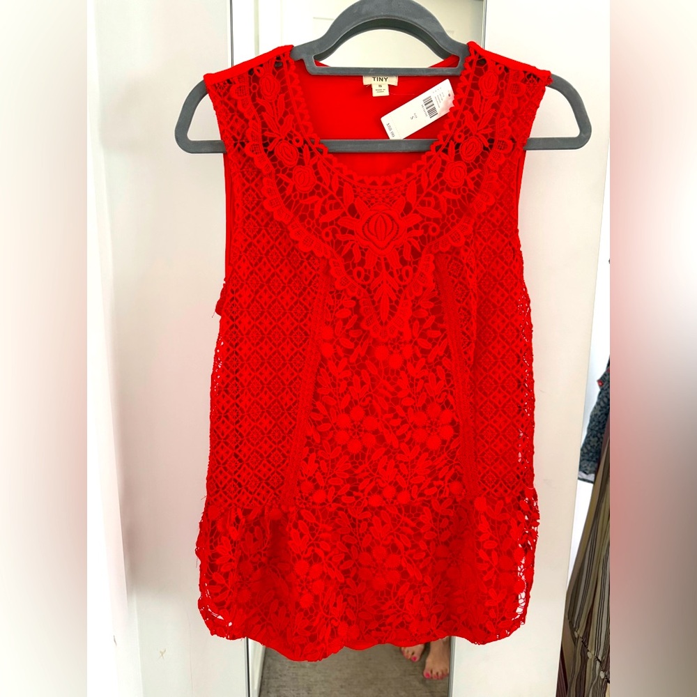NWT Red Lace Tank Top, Size S